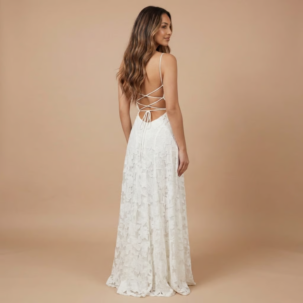 Women's Wedding Guest Floral Lace Maxi Dress Spaghetti Strap - product image 10