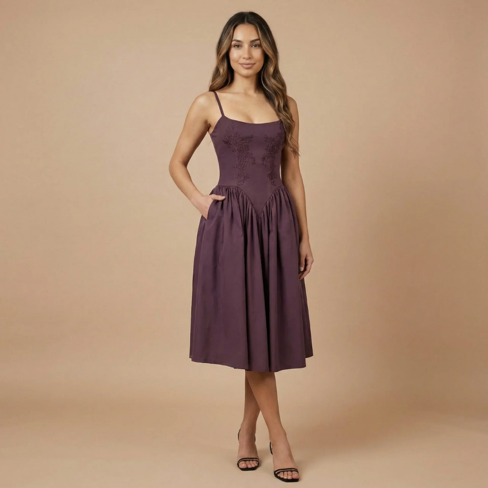 Women's Cocktail Lace Up Fit and Flare Midi Dress - product image 2