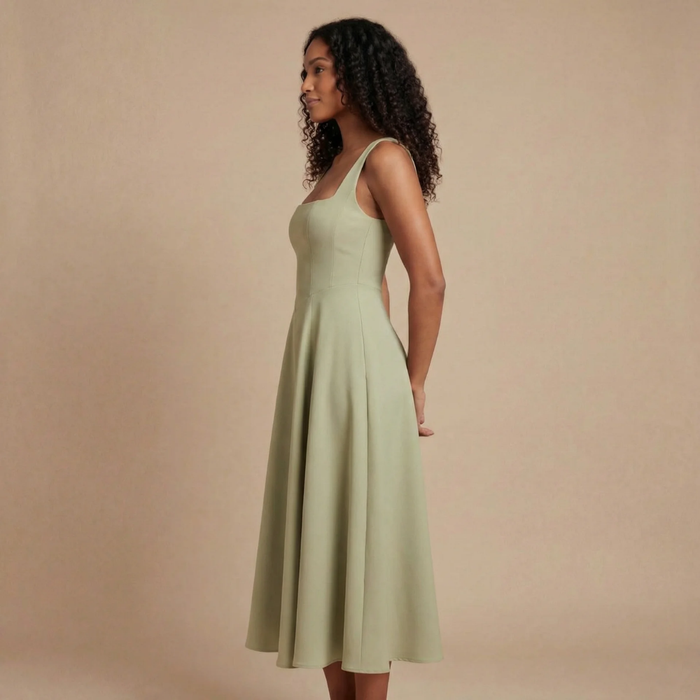 sleeveless midi dress for wedding Tulle Sleeveless Midi Dress with Floral Motifs White / FR 56