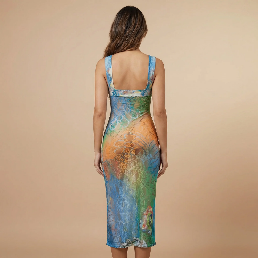 Women's Cocktail Cutout Square Neck Midi Bodycon Dress - product image 2