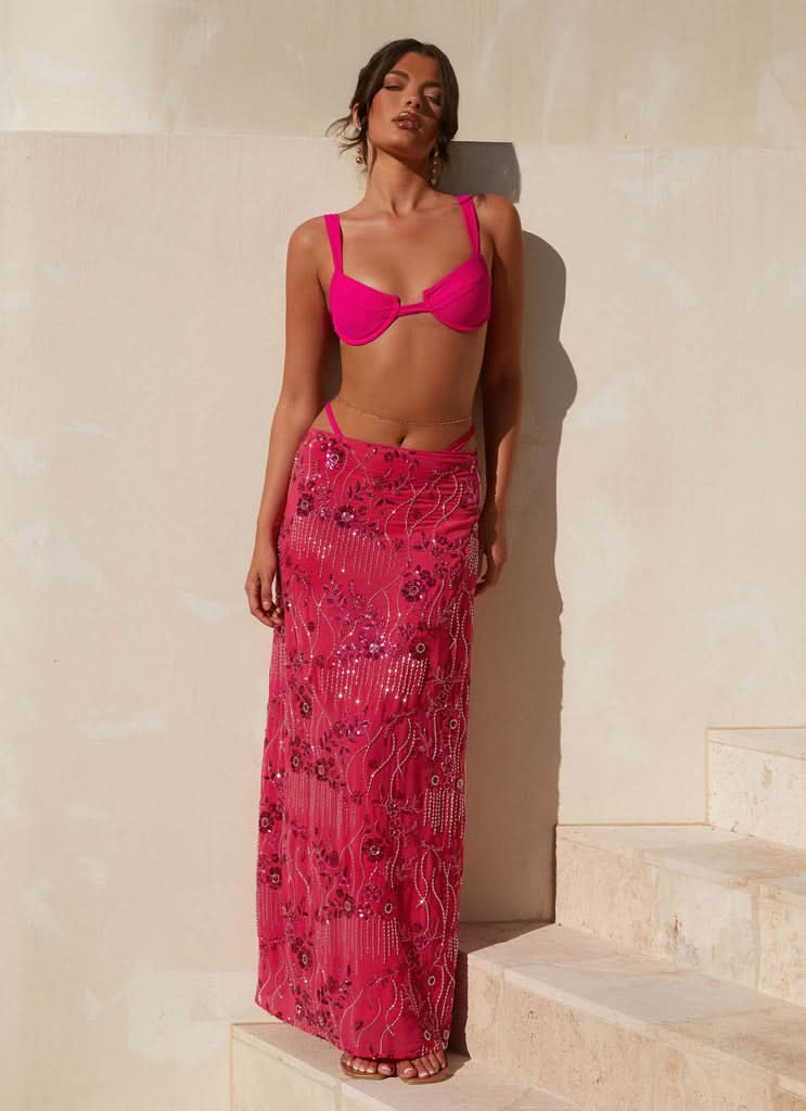Women's Wedding Guest Floral Sequin Maxi Skirt - product image 7