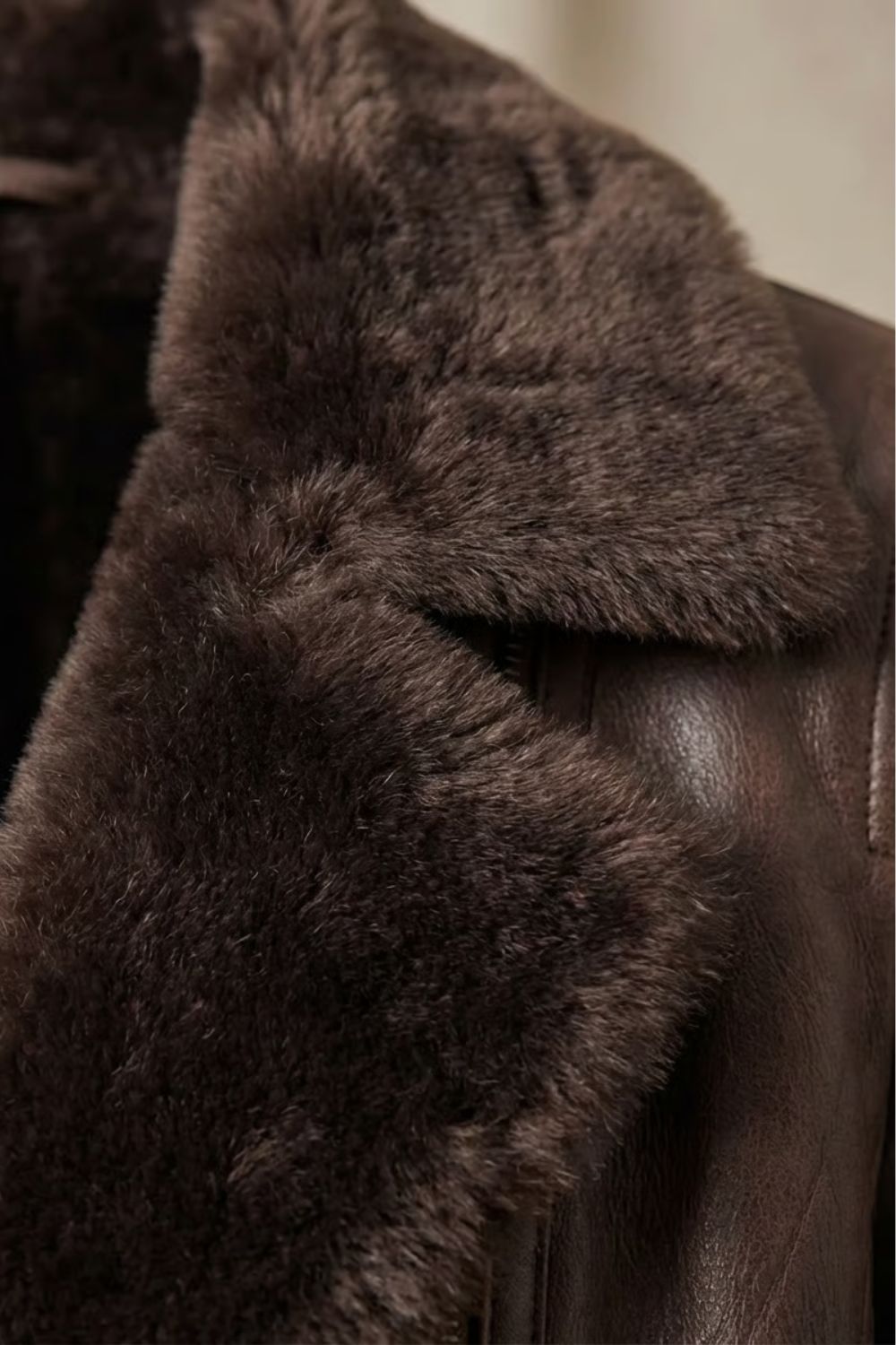 Women's Leather-Look Plush Collar Zip Jacket - View 5