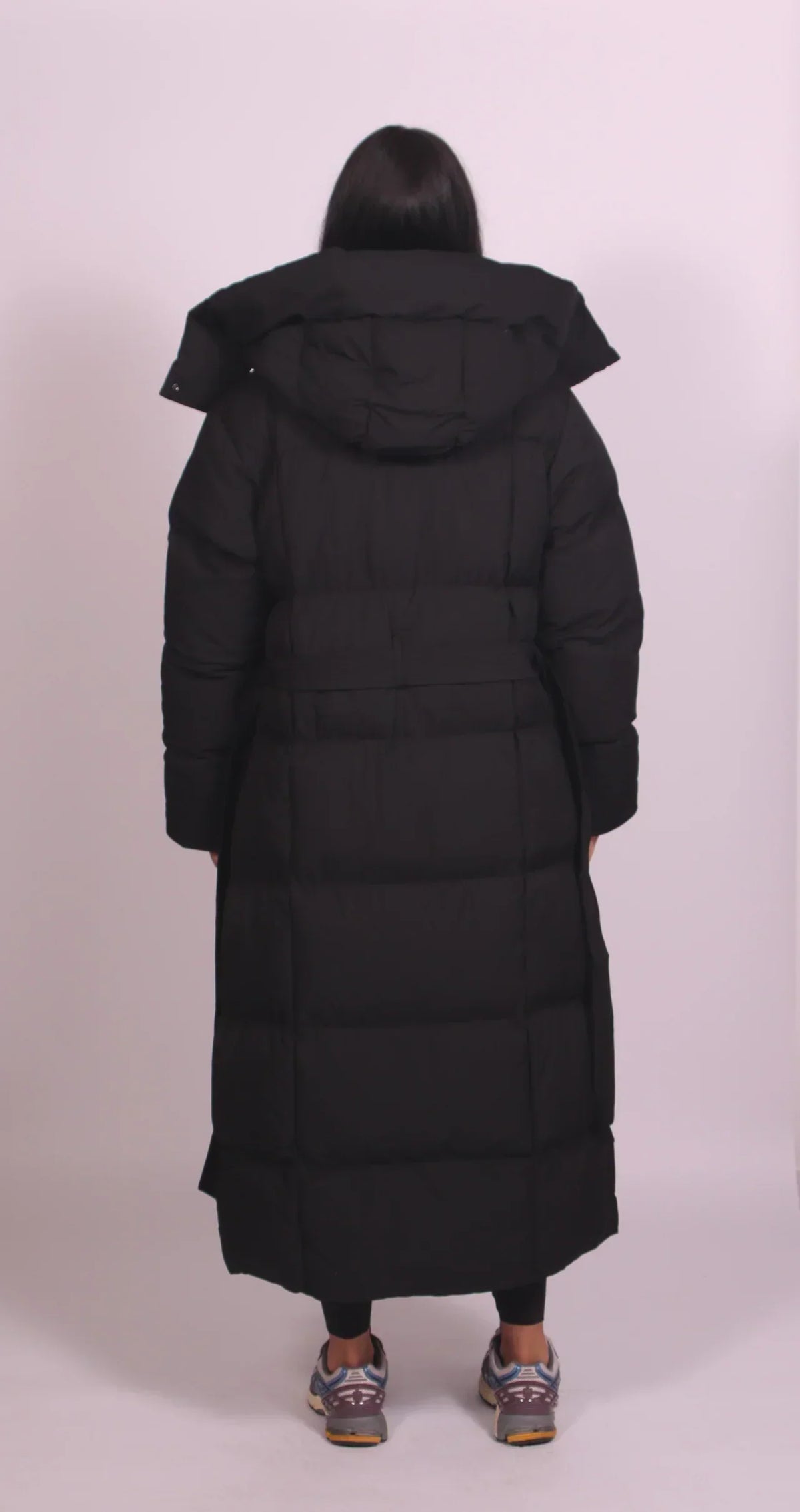 Women's Long Belted Puffer Coat - View 4