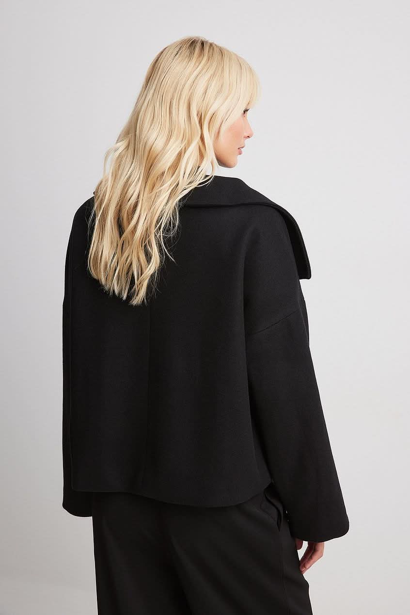 Women's Oversized Funnel Collar Double Breasted Jacket - View 10