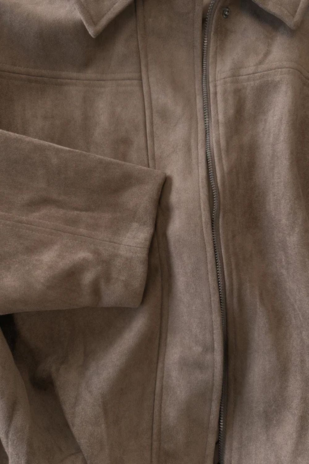 Women's Suede-Effect Pleated Oversized Bomber Jacket - View 7