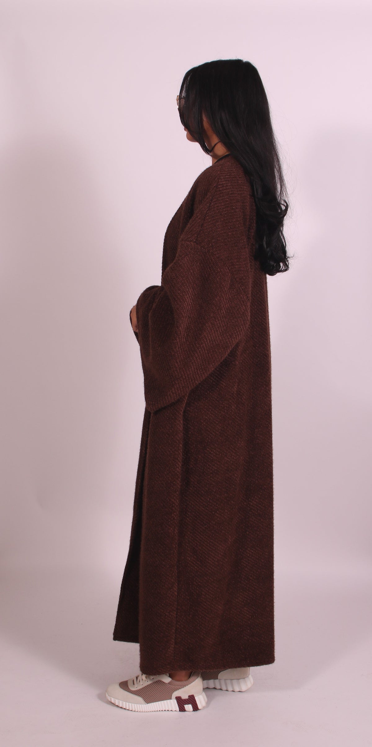 Women's Brown Open Front Longline Coat - Brown