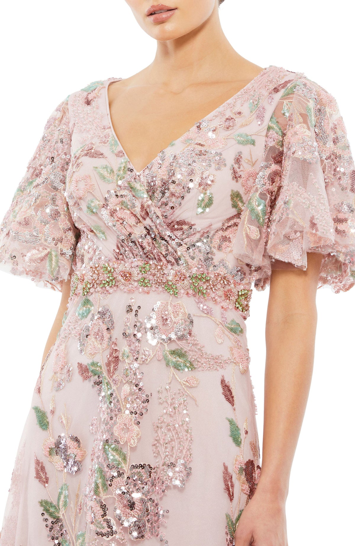 Women's Embellished Short Sleeve Formal Maxi Dress - Dusty Rose