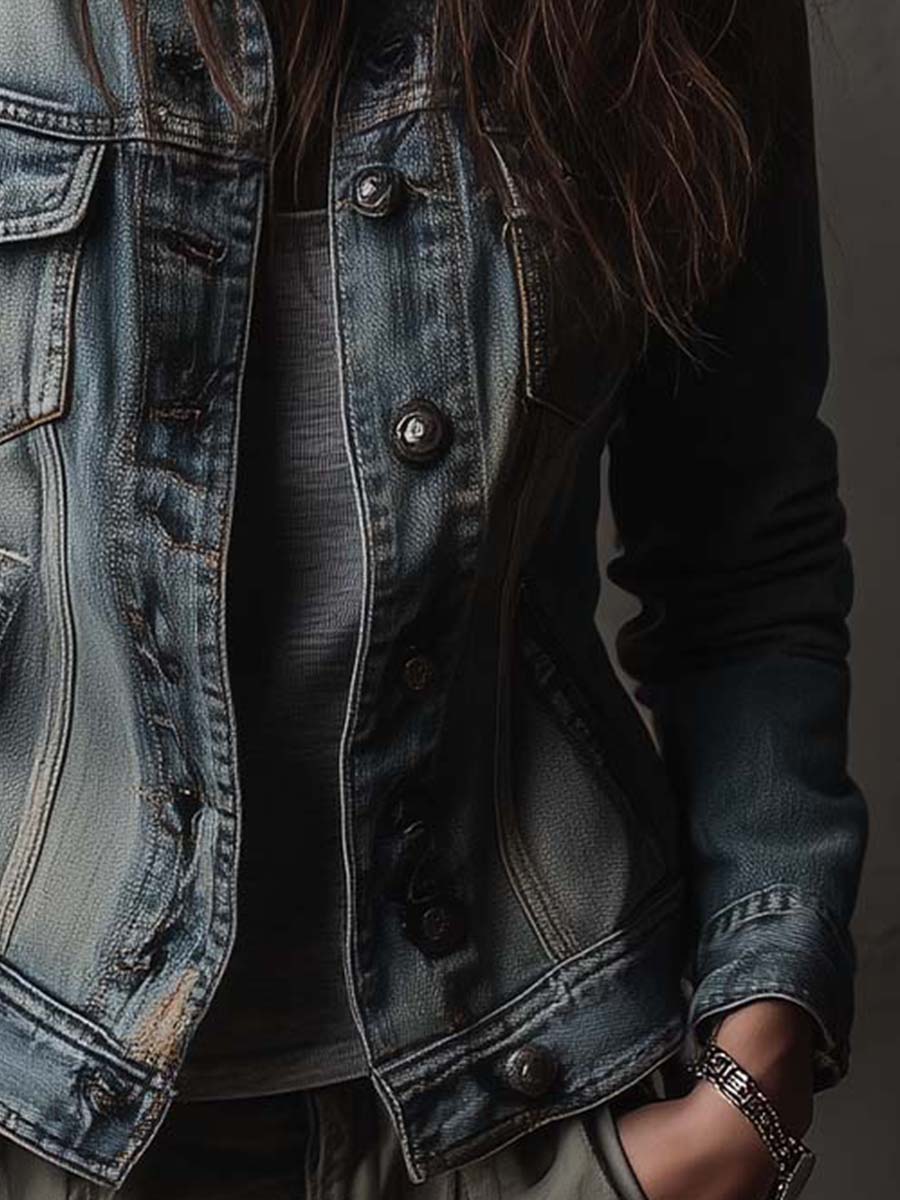 Women's Military Utility Blue Jacket - Blue