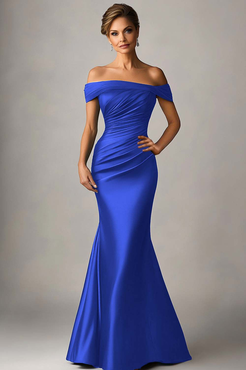 Women's Off Shoulder Mermaid Formal Maxi Dress - Royal Blue