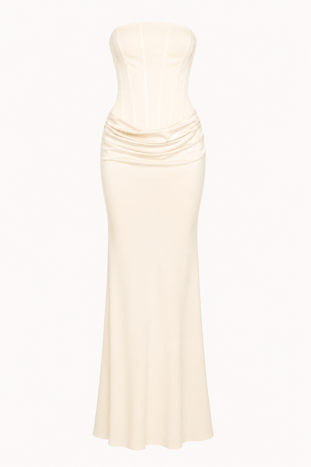 Women's Strapless Corset Formal Maxi Dress - White