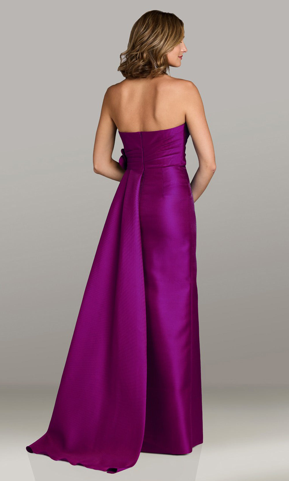 Women's Strapless Fuchsia Maxi Prom Dress - Fuchsia