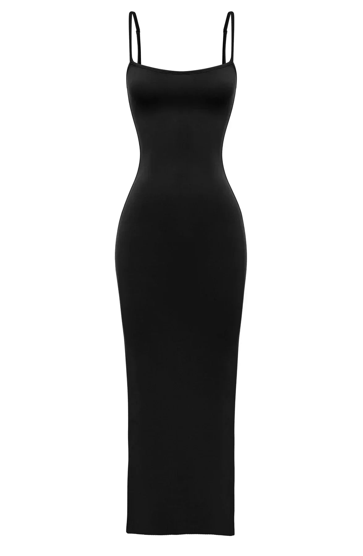 Women's Wedding Guest Scoop Neck Black Maxi Dress - Black