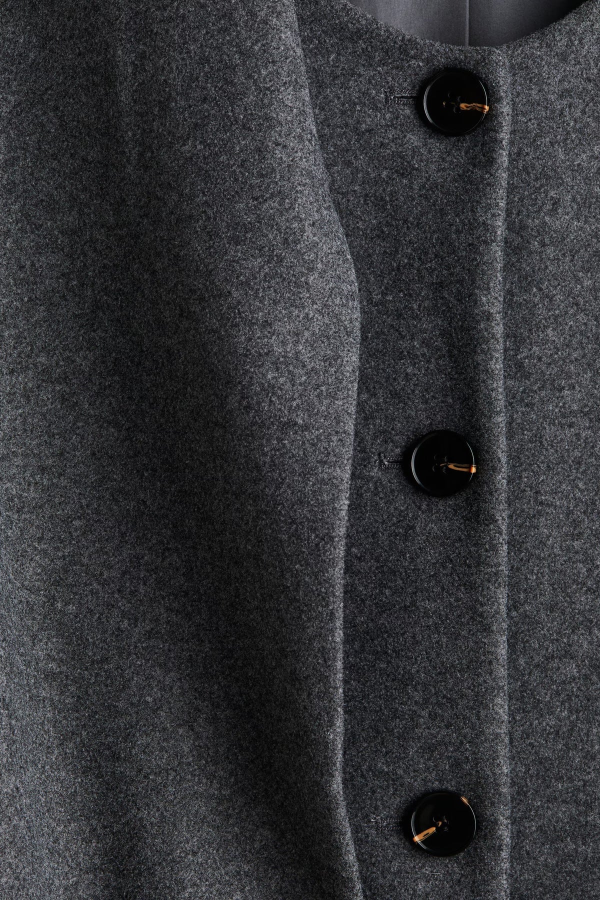 Women's Woven Shawl Collar Long Coat - Dark Gray