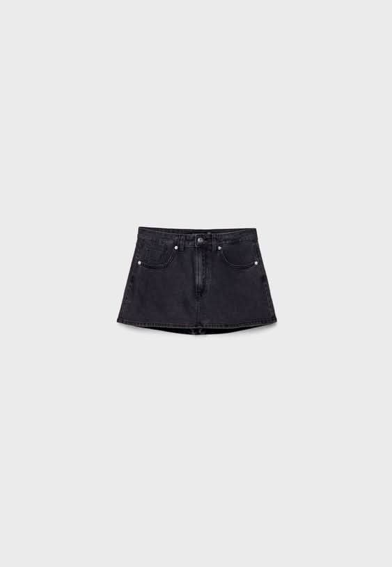 Women's High Waisted Denim Mini Skort with Built-In Shorts - product image 7