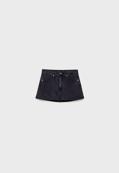 Women's High Waisted Denim Mini Skort with Built-In Shorts - product image 7