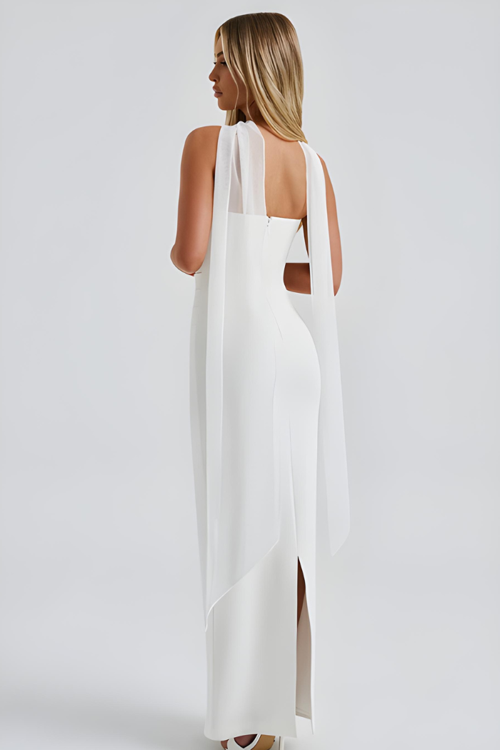 Women's Cocktail Strapless Maxi Bodycon Dress With Scarf