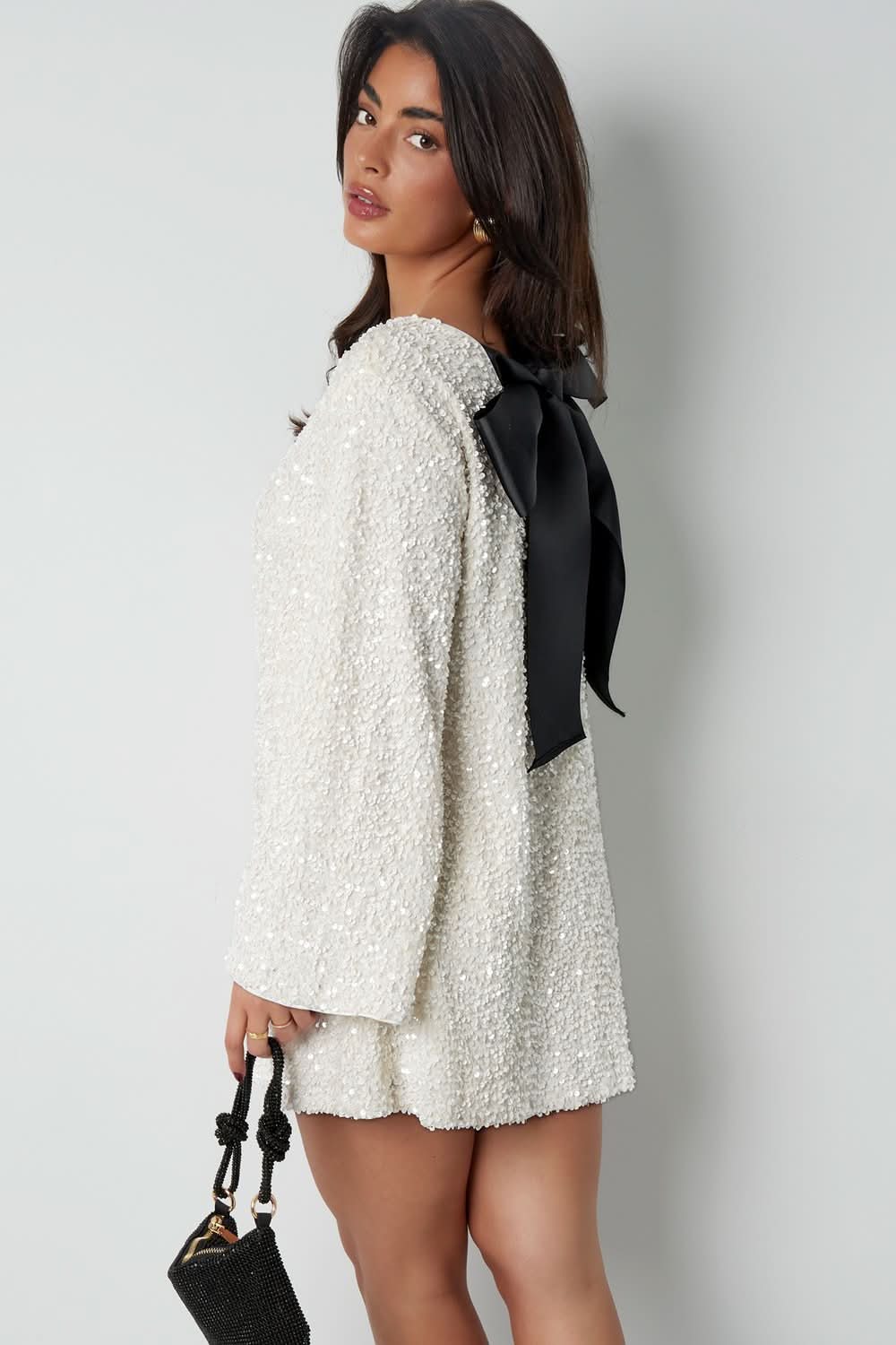 Women's Cocktail Long Sleeve Mini Dress with Back Bow - product image 4