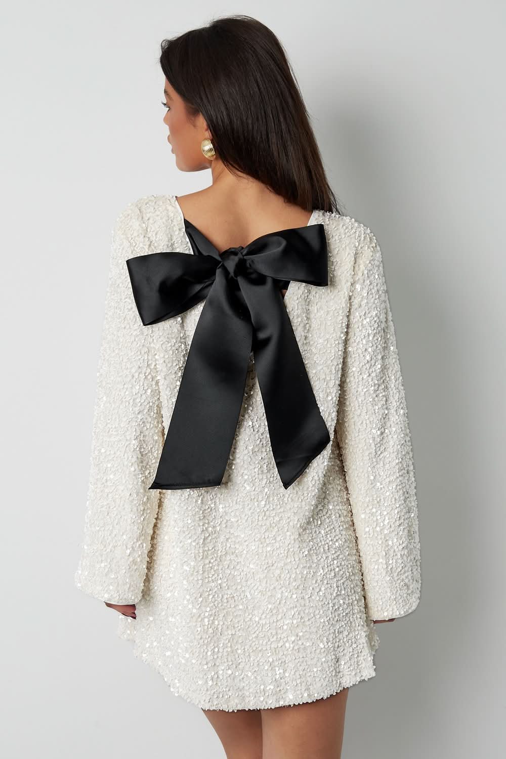 Women's Cocktail Long Sleeve Mini Dress with Back Bow - product image 1
