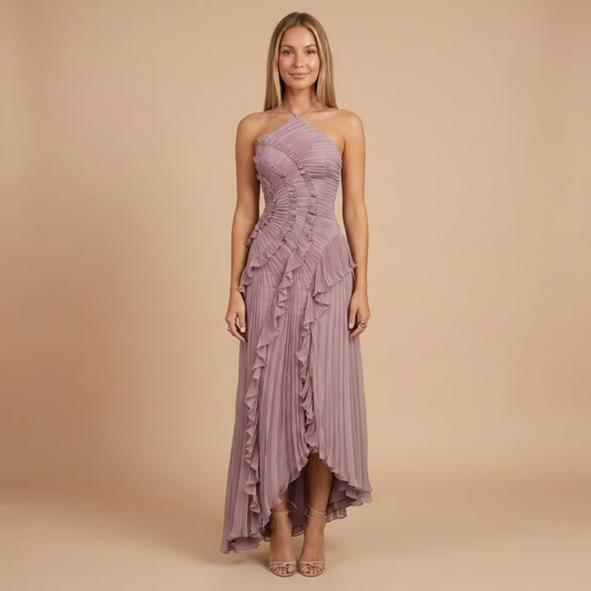 Women's Wedding Guest Halter Ruffle Maxi Dress - product image 1