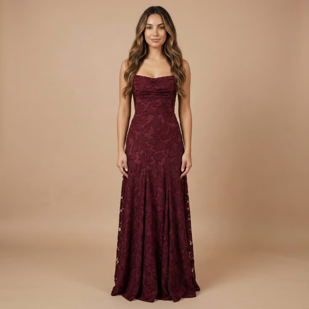 Women's Wedding Guest Floral Lace Maxi Dress Spaghetti Strap - product image 1