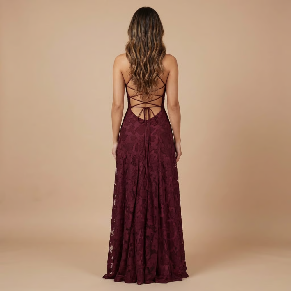 Women's Wedding Guest Floral Lace Maxi Dress Spaghetti Strap - product image 7