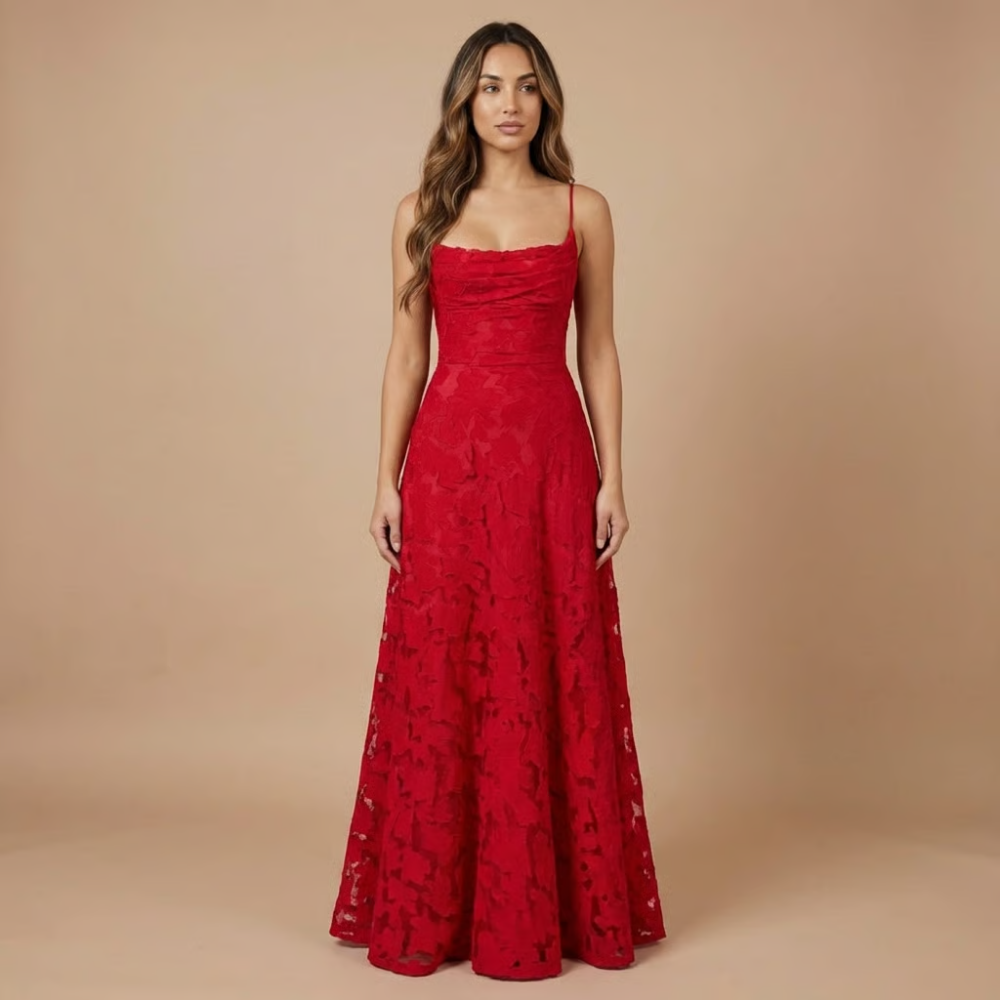 Women's Wedding Guest Floral Lace Maxi Dress Spaghetti Strap - product image 6