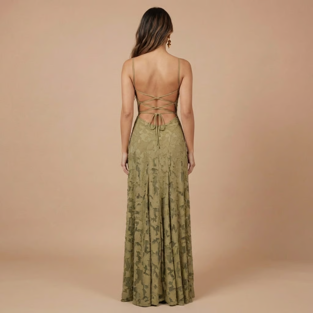 Women's Wedding Guest Floral Lace Maxi Dress Spaghetti Strap - product image 9