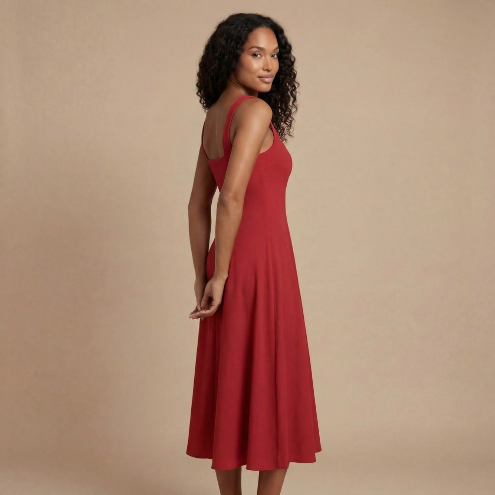 Women's Wedding Guest Square Neck Midi Dress Sleeveless - product image 8