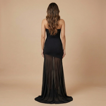 Women's Formal Strapless Maxi Dress With Sheer Mesh Skirt - product image 7