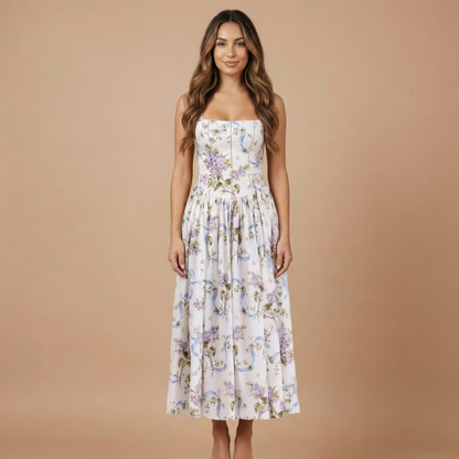 Women's Wedding Guest Floral Straight Neck Midi Dress - product image 1