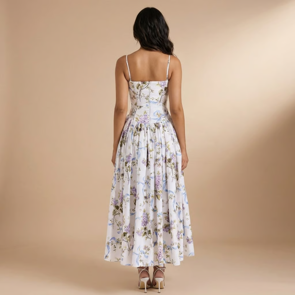 Women's Wedding Guest Floral Straight Neck Midi Dress - product image 6