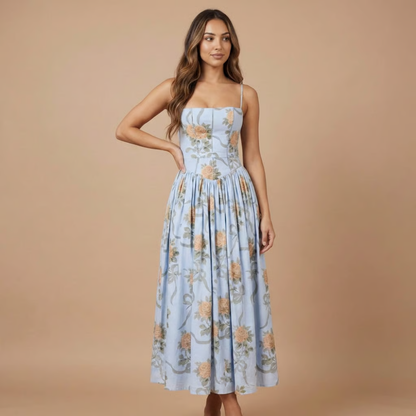 Women's Wedding Guest Floral Straight Neck Midi Dress - product image 3