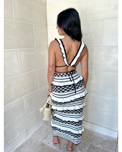Women's Vacation Geometric Knit Bralette and Midi Skirt Set - product image 5