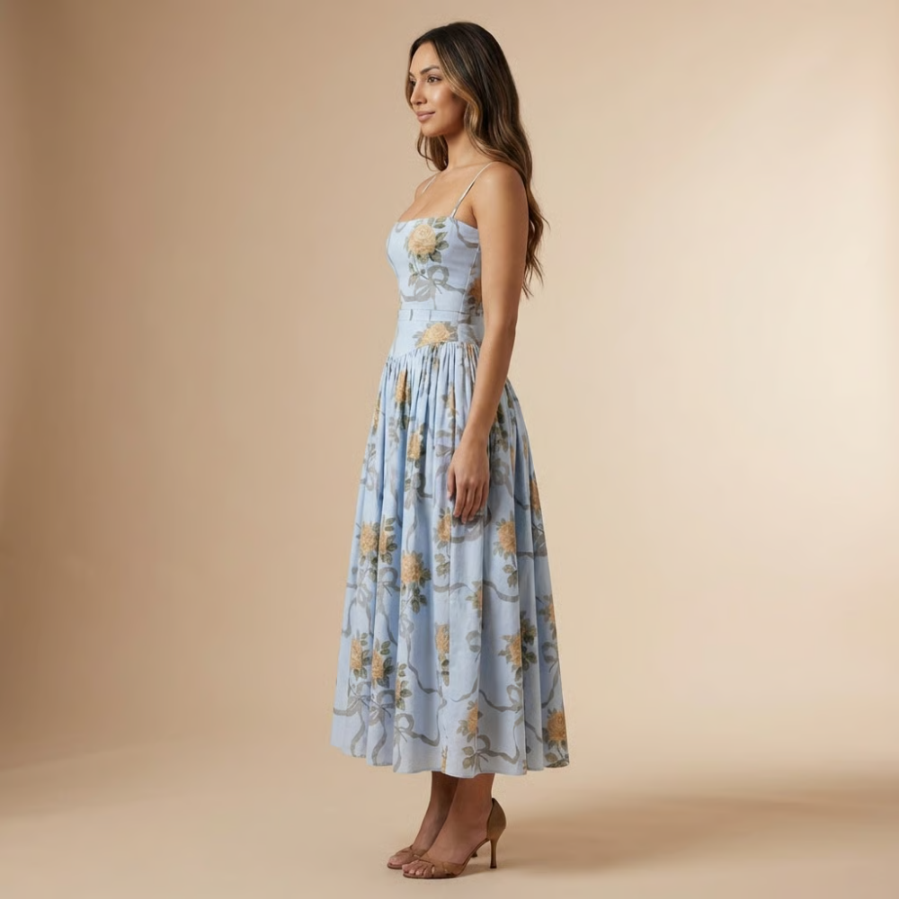 Women's Wedding Guest Floral Straight Neck Midi Dress - product image 7