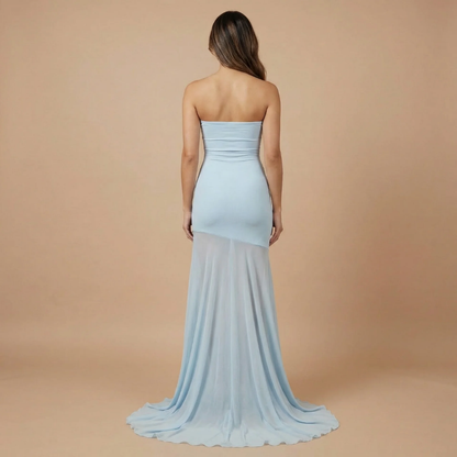 Women's Formal Strapless Maxi Dress With Sheer Mesh Skirt - product image 8