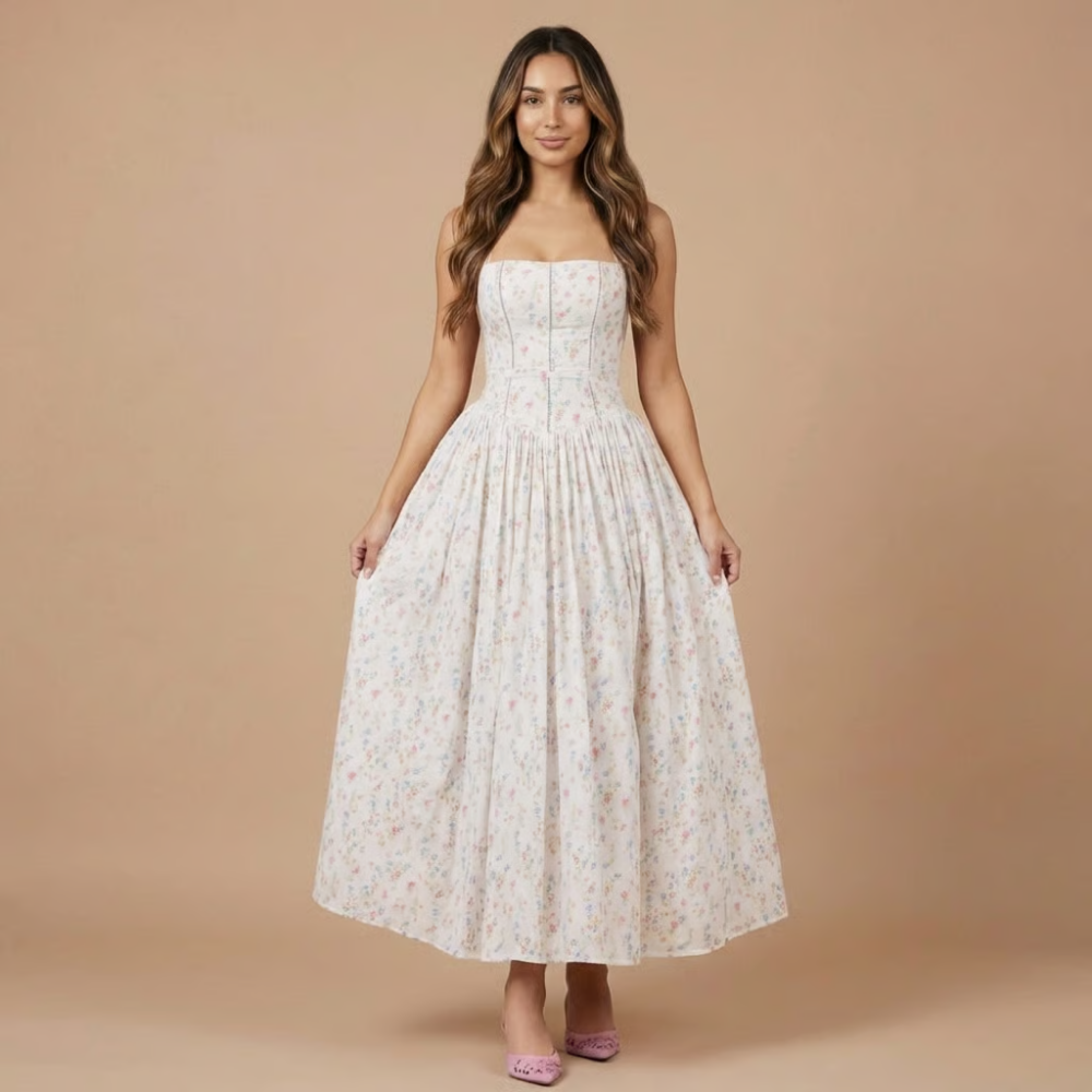 Women's Wedding Guest Floral Straight Neck Midi Dress - product image 2