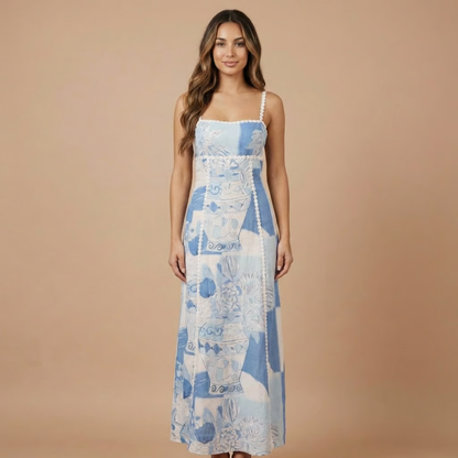 Women's Wedding Guest Printed Square Neck Maxi Dress - product image 1