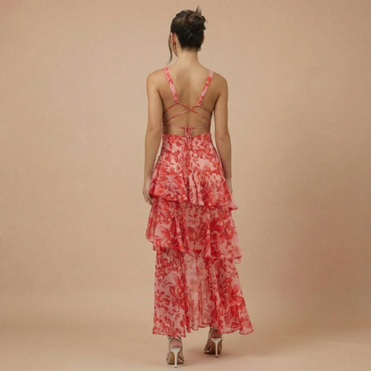 Women's Wedding Guest Floral Plunge Neck Midi Dress - product image 6