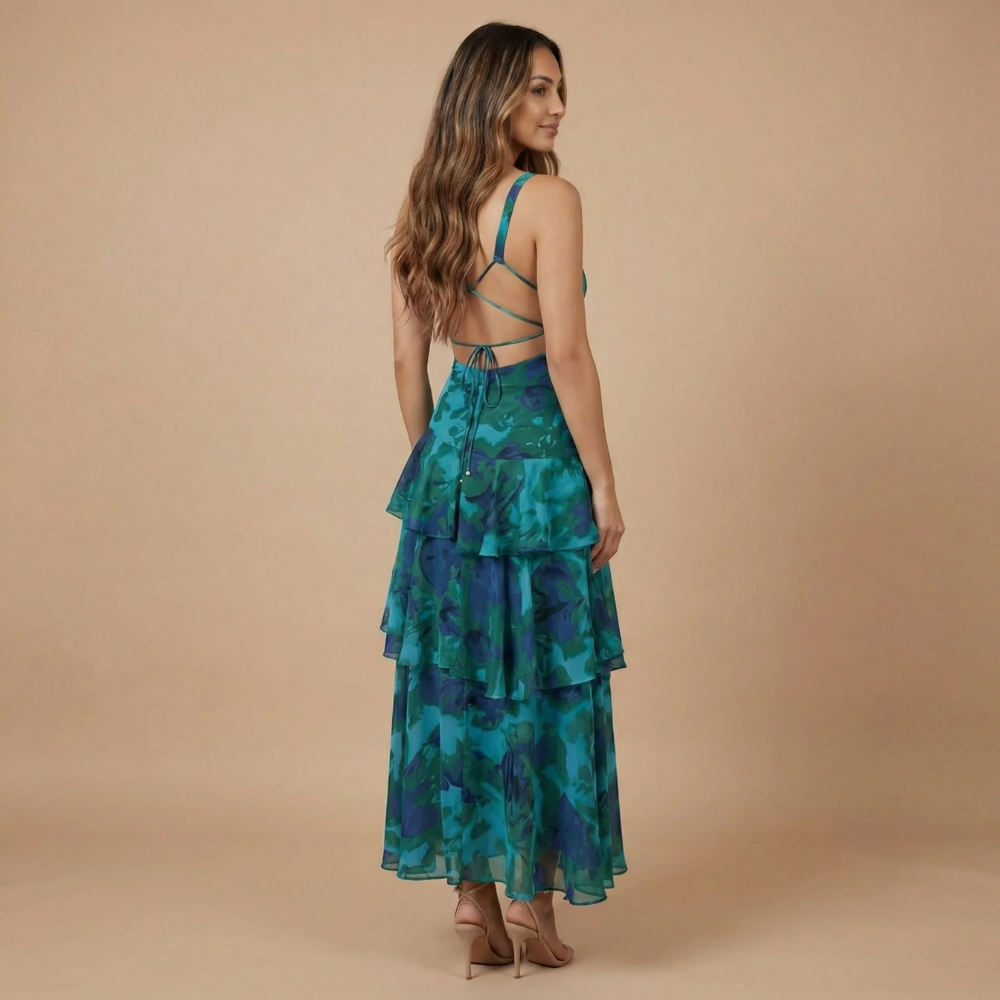 Women's Wedding Guest Floral Plunge Neck Midi Dress - product image 9