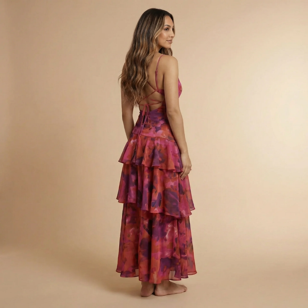 Women's Wedding Guest Floral Plunge Neck Midi Dress - product image 10