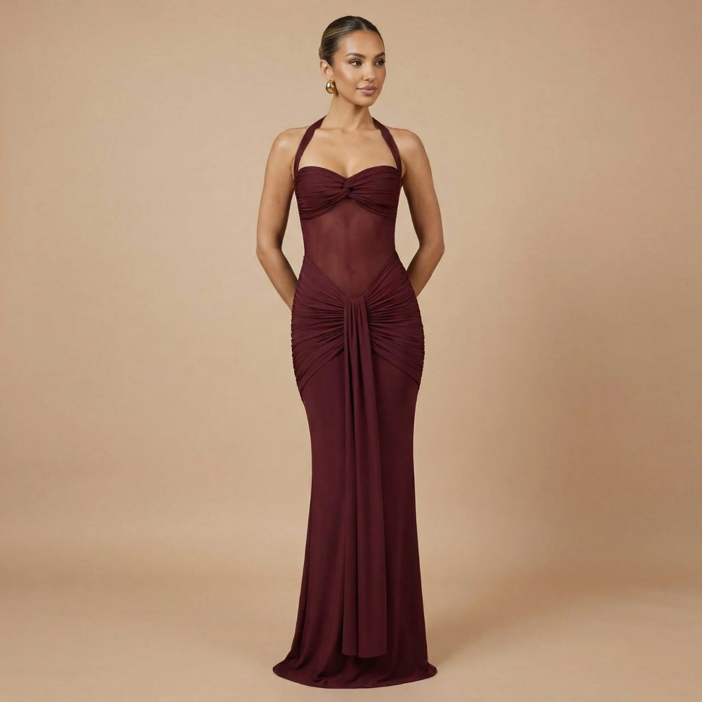 Women's Wedding Guest Sweetheart Halter Maxi Dress - product image 2