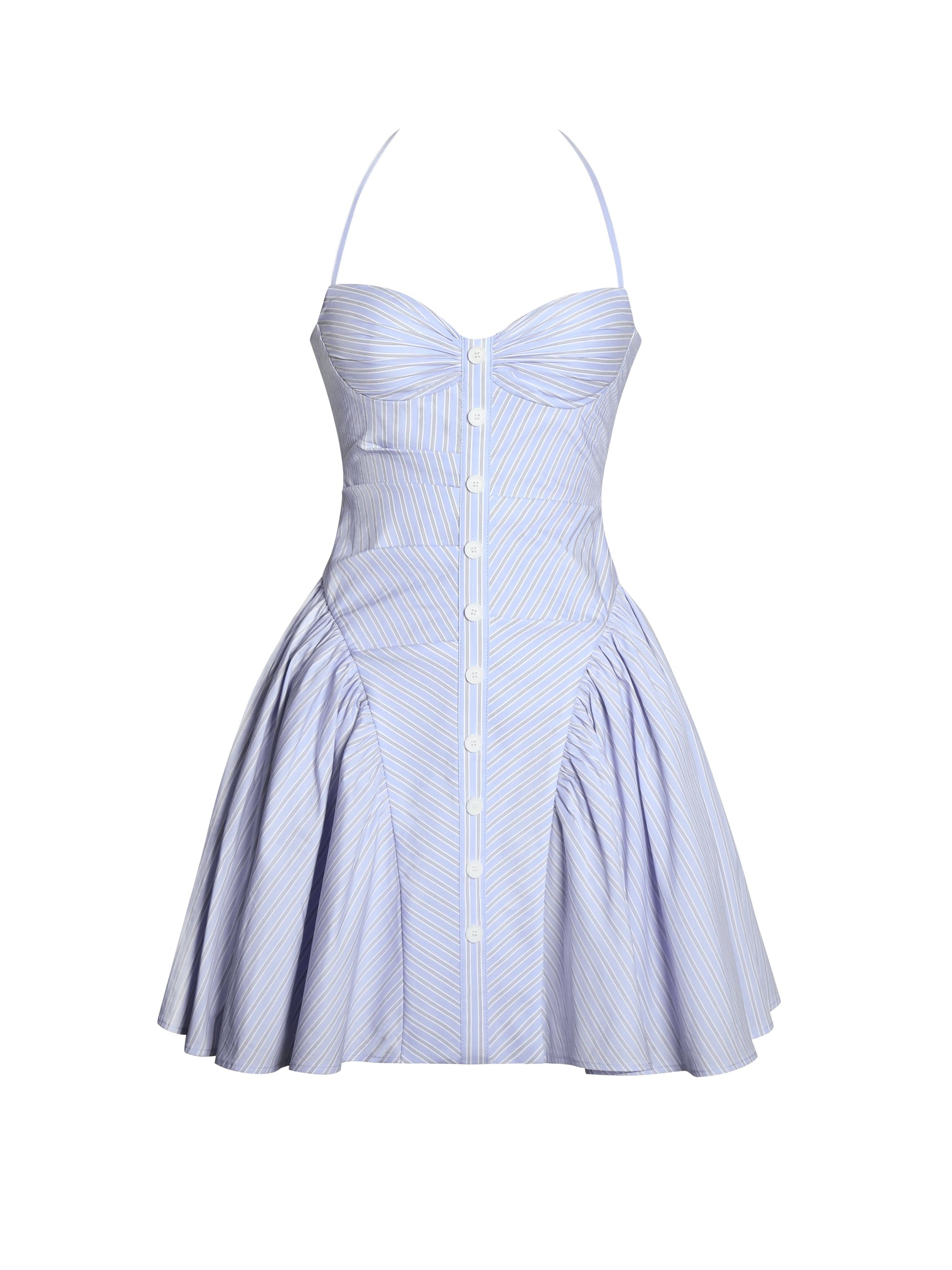 Women's Summer Striped Halter Drop Waist Mini Dress - product image 1