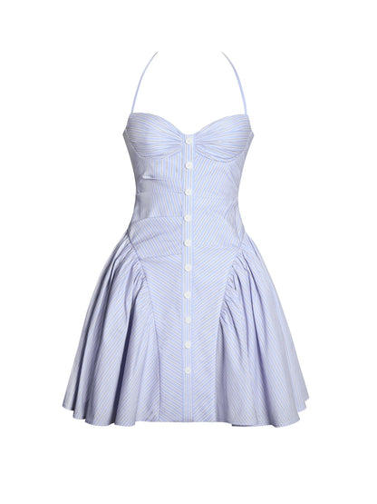 Women's Summer Striped Halter Drop Waist Mini Dress - product image 1