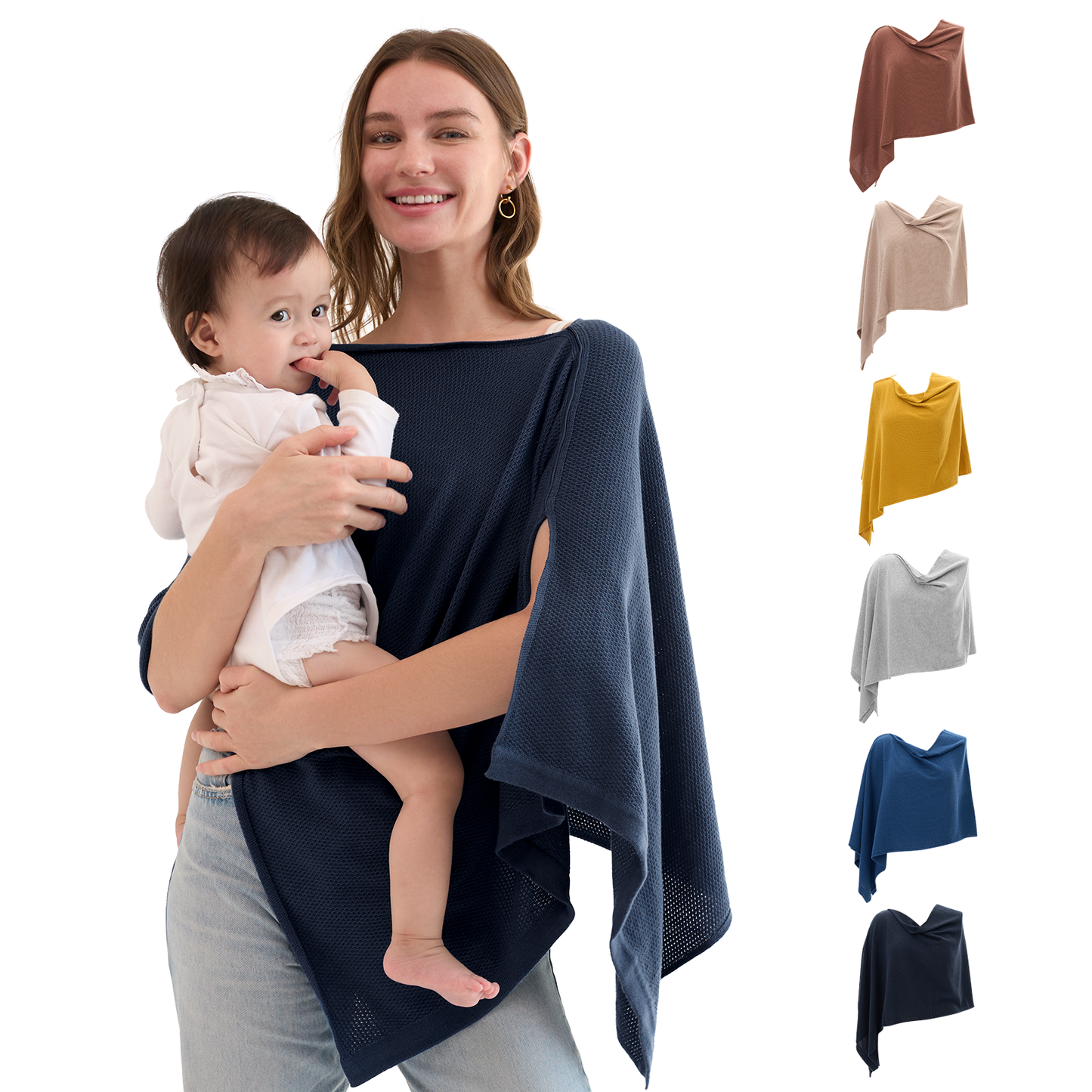 Women's Lightweight Knit Nursing Cover Poncho with Window - product image 40