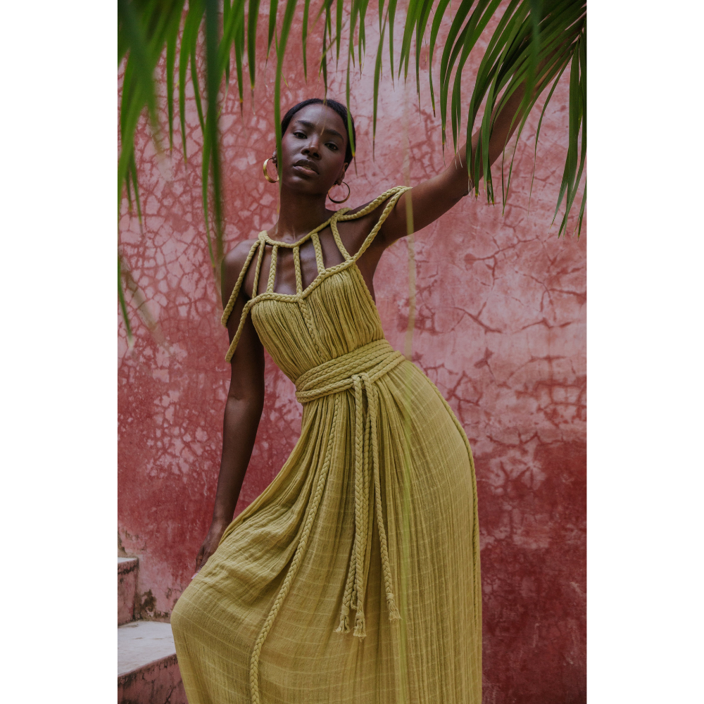 Women's Resort Maxi Cage Neck Column Dress with Belt - product image 9