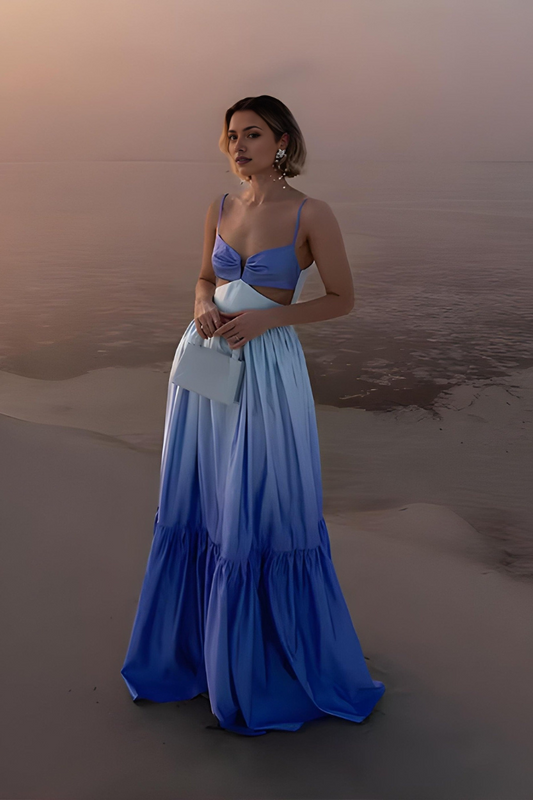 Women's Cocktail Ombre Sweetheart Maxi Dress