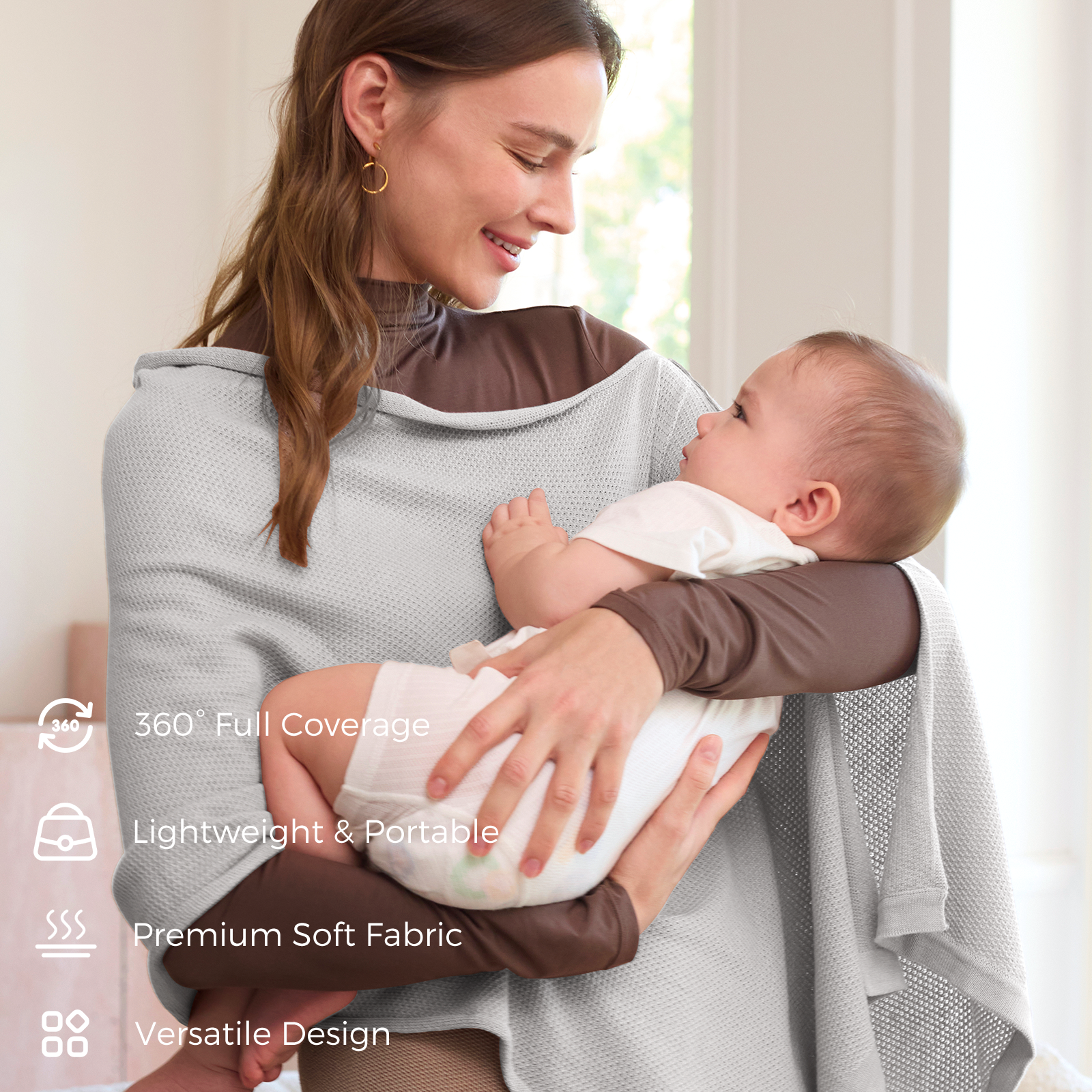 Women's Lightweight Knit Nursing Cover Poncho with Window - product image 13
