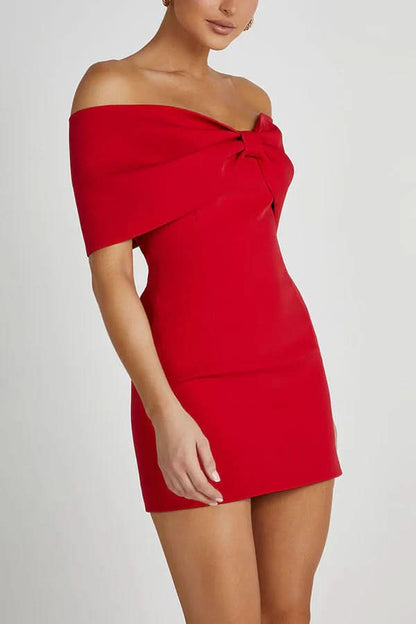 Women's Cocktail Off Shoulder Bow Mini Dress - product image 2