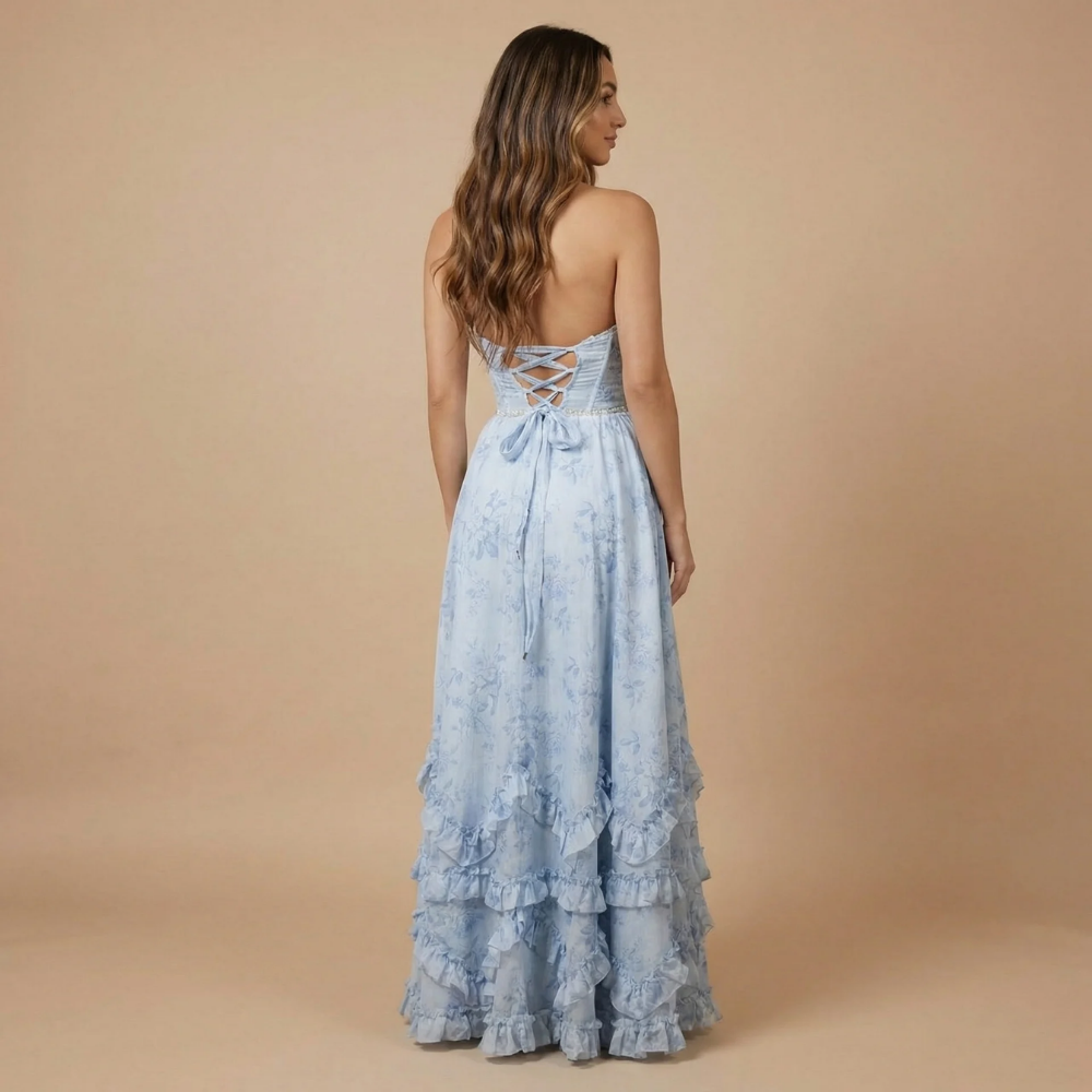 Women's Wedding Guest Floral Halter Maxi Dress With Slit - product image 5