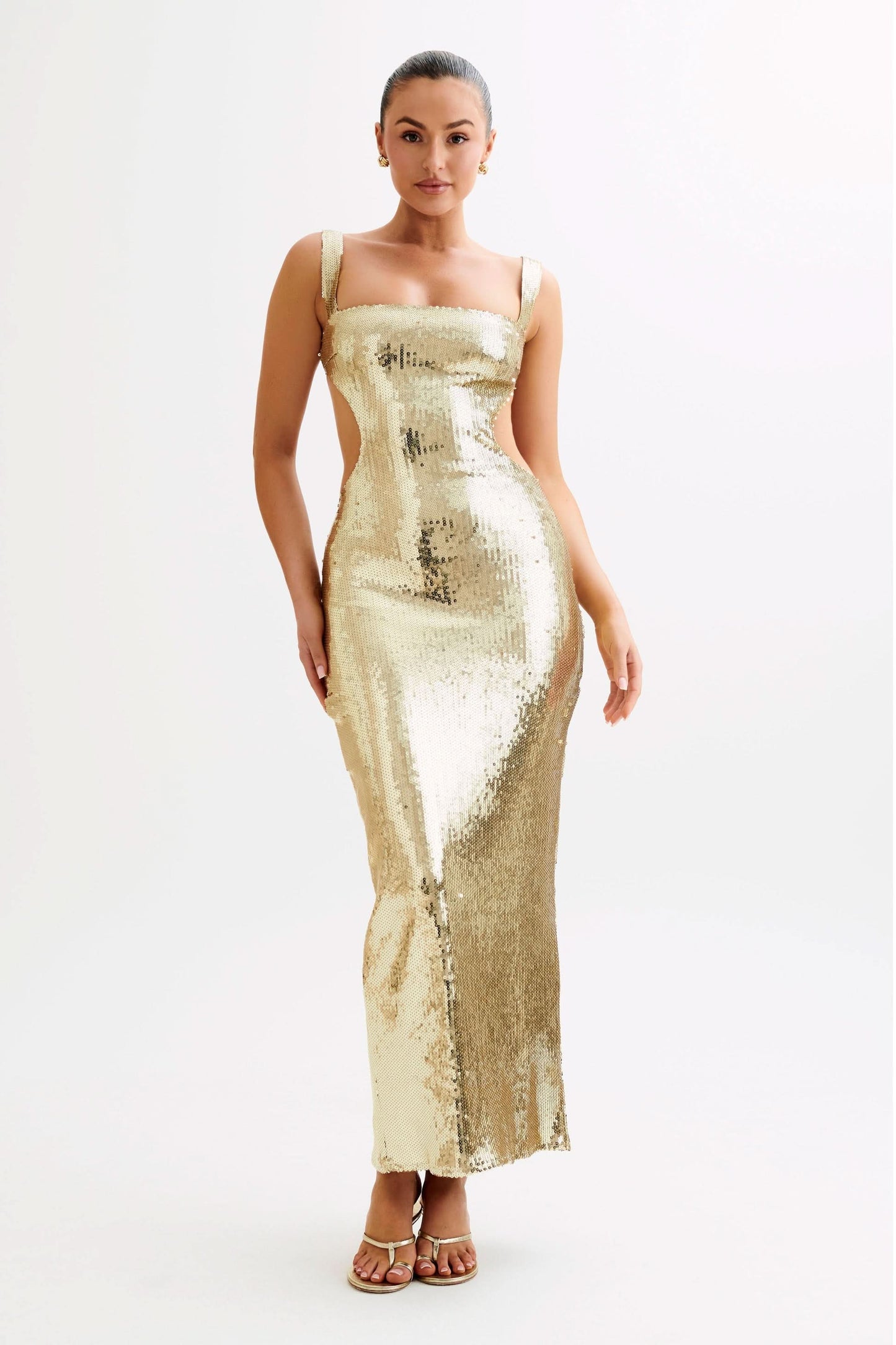 Women's Prom Sequin Square Neck Cut Out Maxi Dress - product image 4